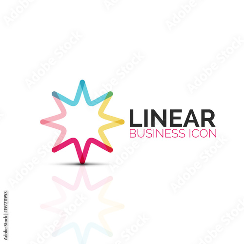 Abstract flower or star, linear thin line icon. Minimalistic business geometric shape symbol created with line segments