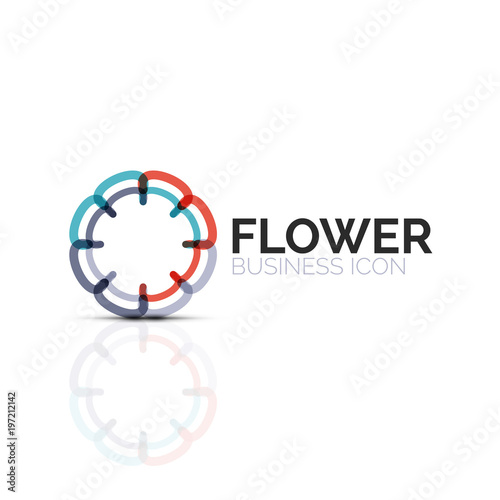 Abstract flower or star minimalistic linear icon, thin line geometric flat symbol for business icon design, abstract button or emblem