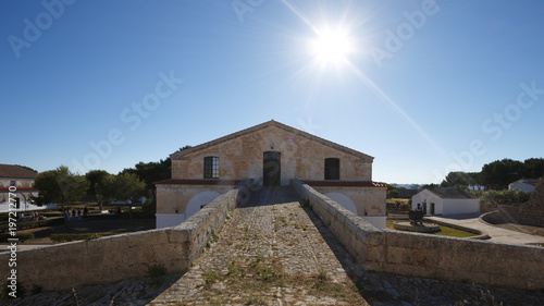 Isla del Lazareto antiguo hospital de cuarentena en el Puerto de Mahon Menorca