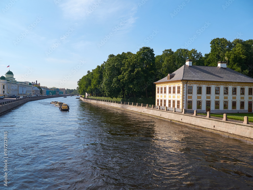 Fontanka River and Summer Palace of Peter the Great in Saint Petersburg, Russia