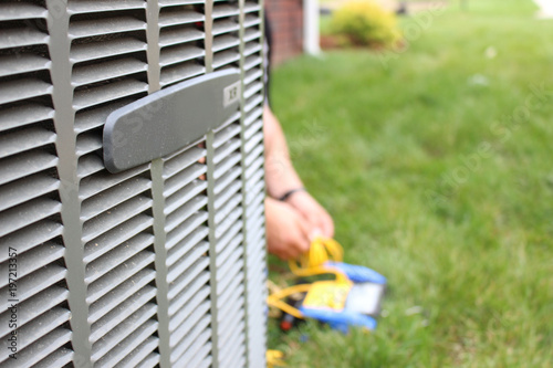 Air conditioning unit close up repair