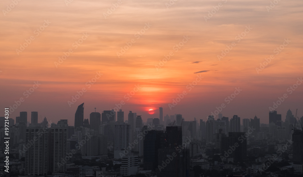 Sunset bangkok city