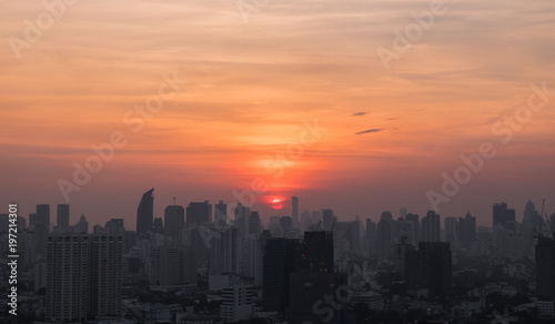 Sunset bangkok city