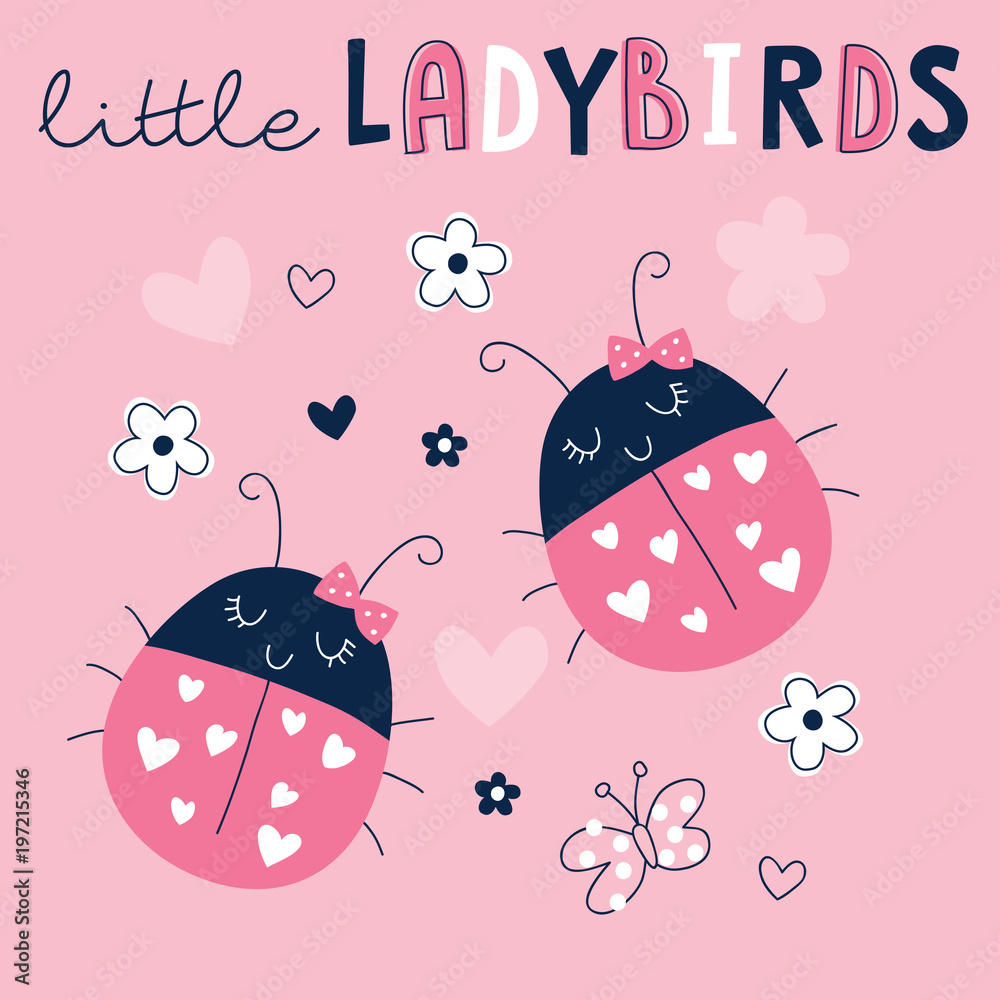 Fototapeta premium cute ladybirds ladybugs vector illustration