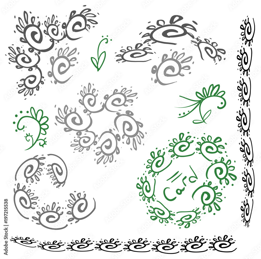 Vector curl decor for card