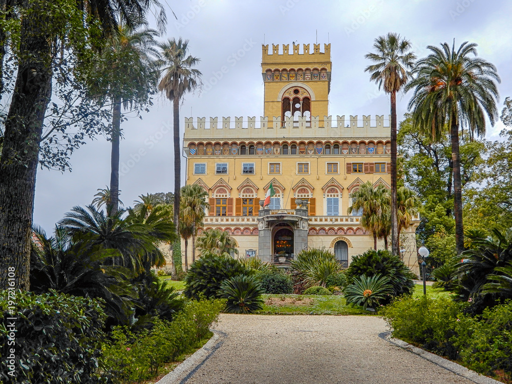 ARENZANO, ITALY, MARCH, 16, 2018 -  Castle Villa Negrotto Cambiaso, Arenzano, Genoa, Italy / Arenzano City hall/ Arenzano, Genoa, Italy, Europe