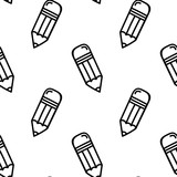 Hand-drawn doodle pencil is seamless pattern background. Vector illustration.