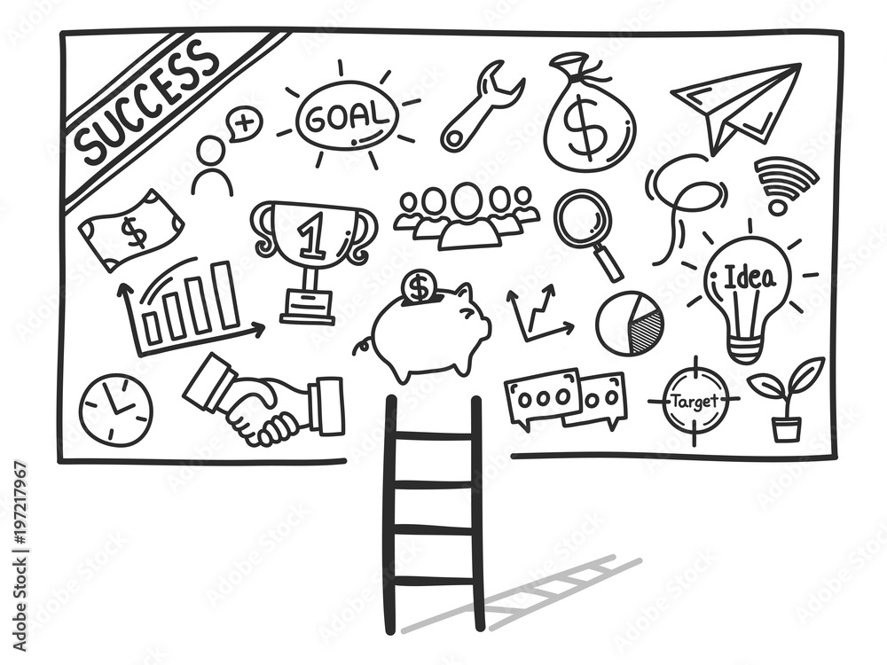 Fototapeta premium Hand drawn doodle is components of the way to success. Vector illustration.