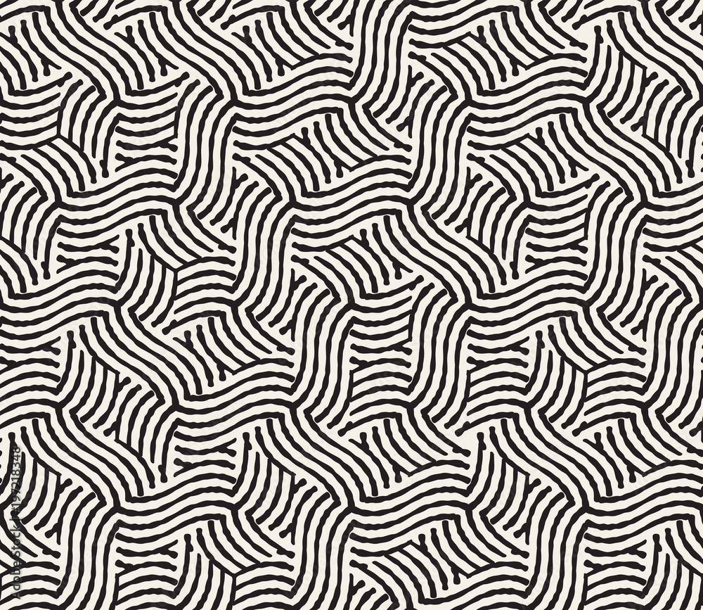 Hand drawn black and white ink striped seamless pattern. Vector grunge lattice texture. Monochrome brush strokes lines background Hand drawn black and white ink striped seamless pattern. Vector grunge lattice texture. Monochrome brush strokes lines background