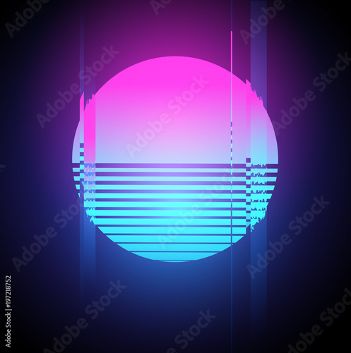 Neon Sun Glitch Effect
