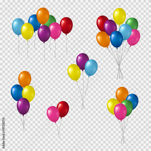 Bunches of helium balloons.