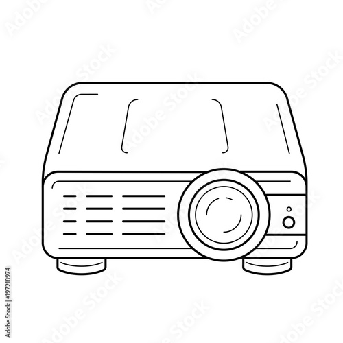 Video projector vector line icon isolated on white background