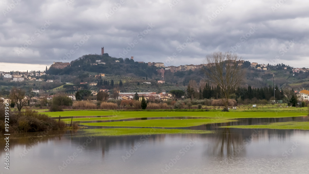 Big flooding in San Miniato, Pisa, Tuscany, Italy