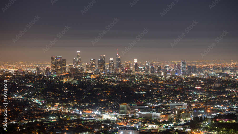 Downtown Los Angeles Skyline At Night