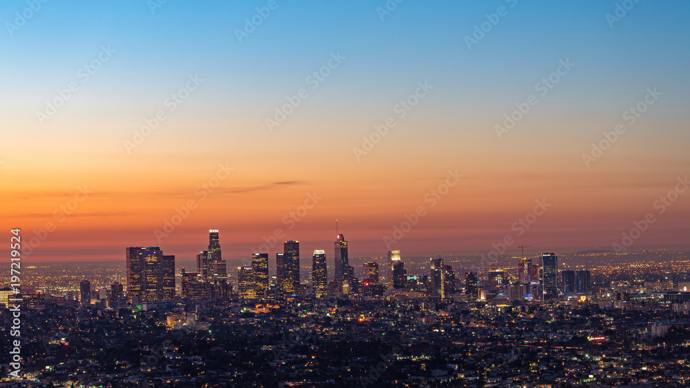 Downtown Los Angeles skyline at Sunrise 