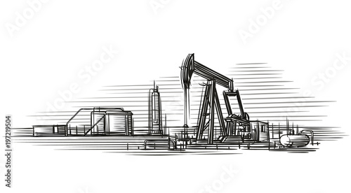 Oil extraction isolated vector illustration. 