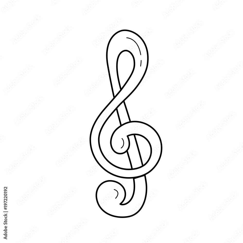 Obraz premium Treble clef vector line icon isolated on white background. Treble clef line icon for infographic, website or app. Icon designed on a grid system.