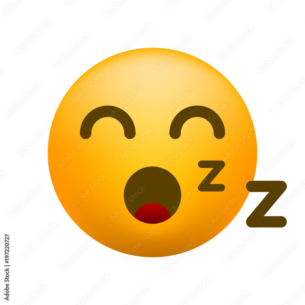 Fototapeta premium Cute Sleeping Emoticon on White Background. Isolated Vector Illustration 