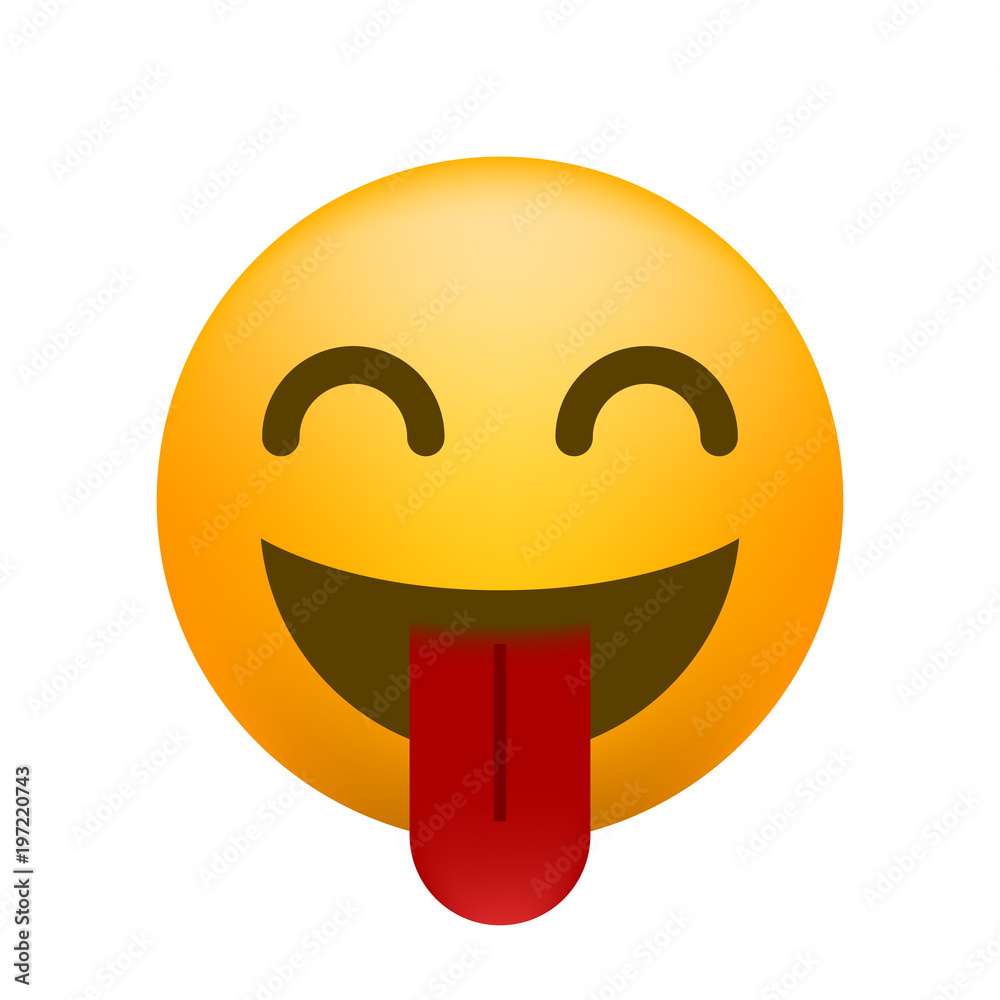 Cute Emoticon with Stuck Out Tongue on White Background . Isolated Vector Illustration Cute Emoticon with Stuck Out Tongue on White Background . Isolated Vector Illustration