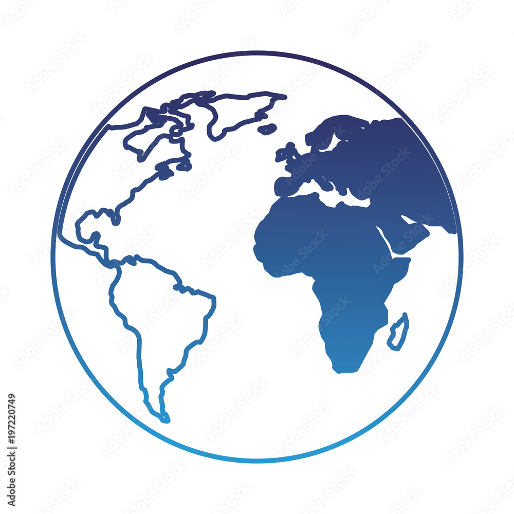 globe world planet map earth image vector illustration degraded blue