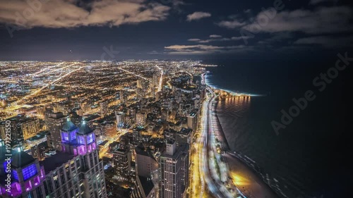 Night timelapse of Chicago from above photo