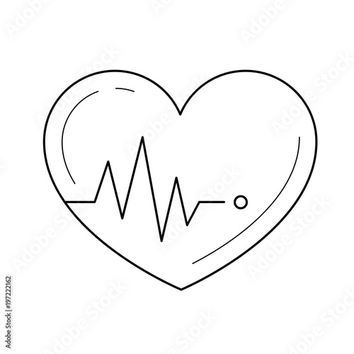 Heartbeat vector line icon isolated on white background