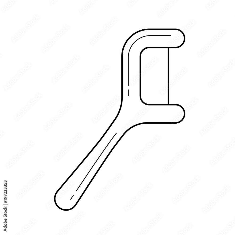 Floss pick vector line icon isolated on white background Floss pick vector line icon isolated on white background
