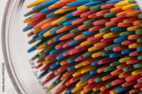 Macro multi-colored toothpicks