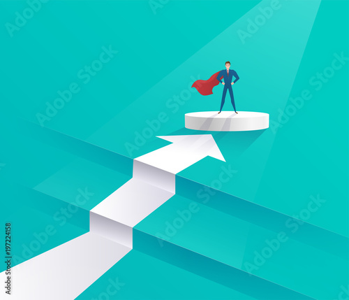 Business leadership concept with businessman leader standing on the podiums