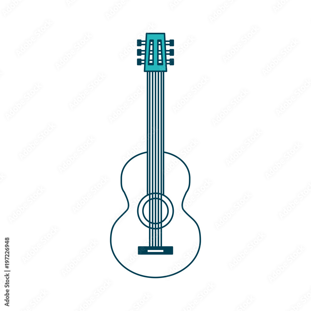 classic guitar instrument musical image vector illustration green design