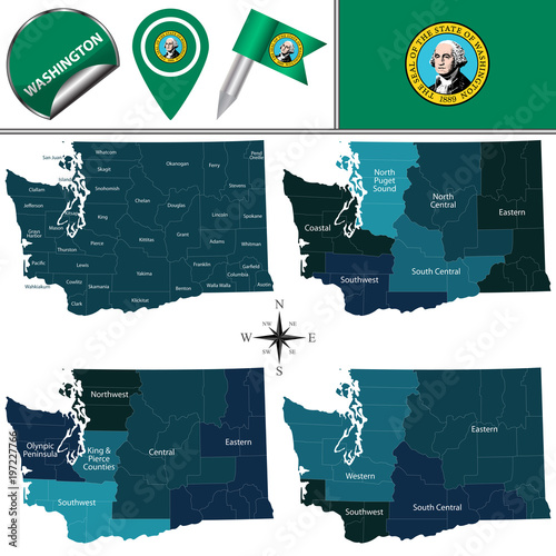Map of Washington with Regions
