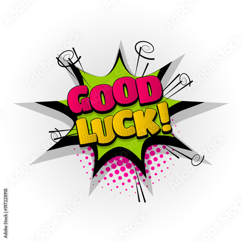 good luck comic book text pop art