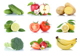 Obst und Gemüse Früchte viele Apfel Tomaten Bananen Farben Freisteller freigestellt isoliert