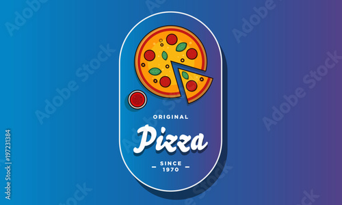 Pizza Lettering Logo Label Badge Sticker for Restaurant Pizzeria Cafe Vector Illustration