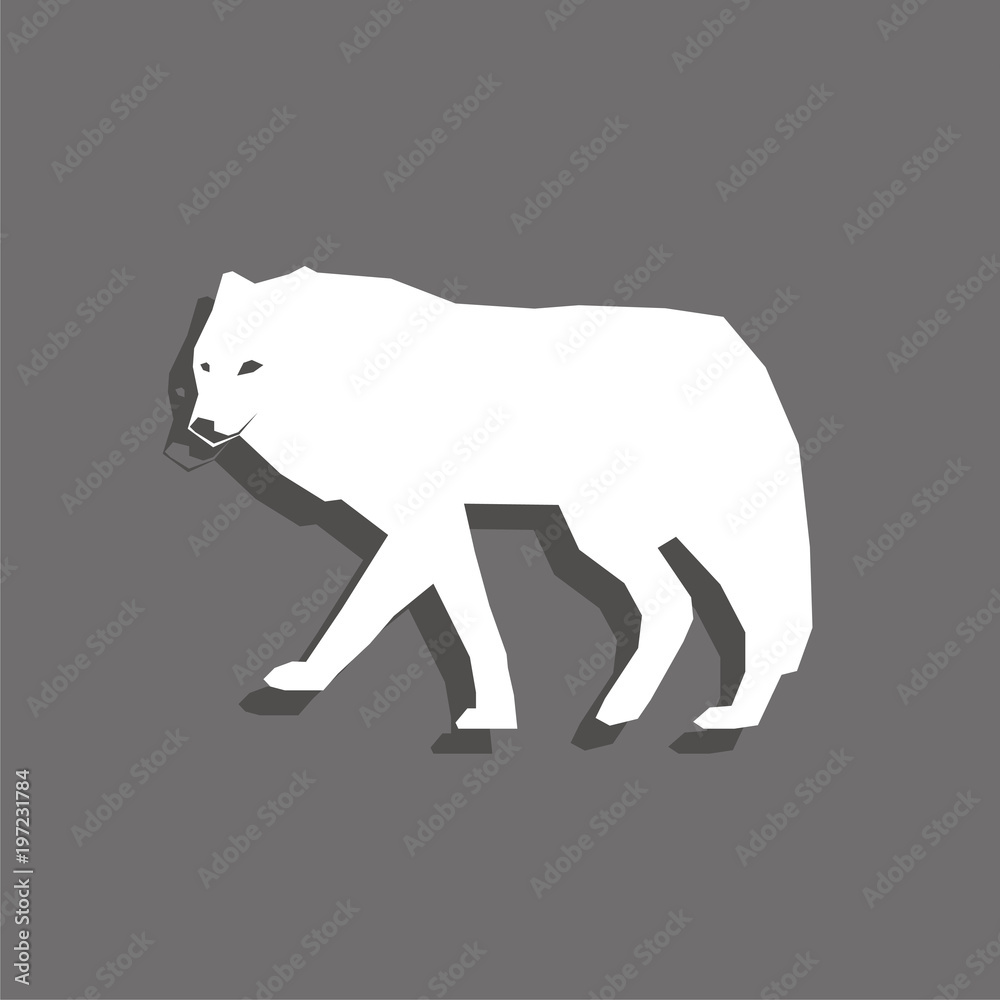 Wolf. White vector icon with shadow on gray background. Wolf. White vector icon with shadow on gray background.