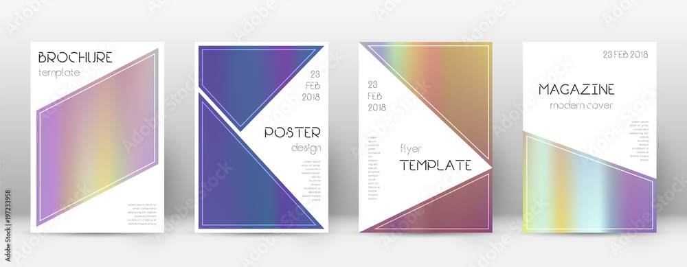 Flyer layout. Triangle stunning template for Brochure, Annual Report, Magazine, Poster, Corporate Presentation, Portfolio, Flyer. Beautiful bright hologram cover page.