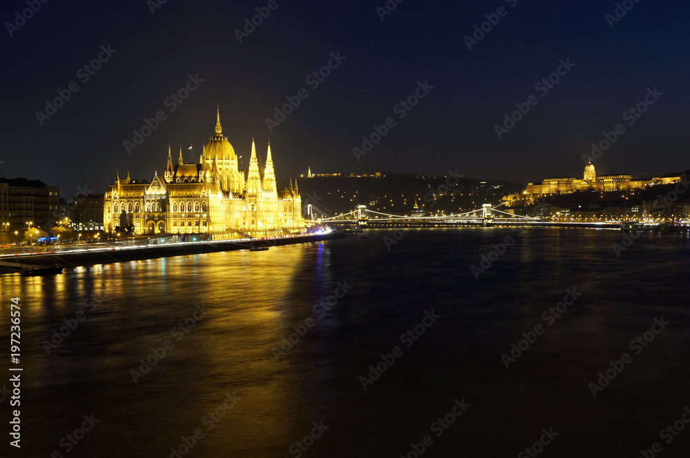 Cityscape of Budapest at night