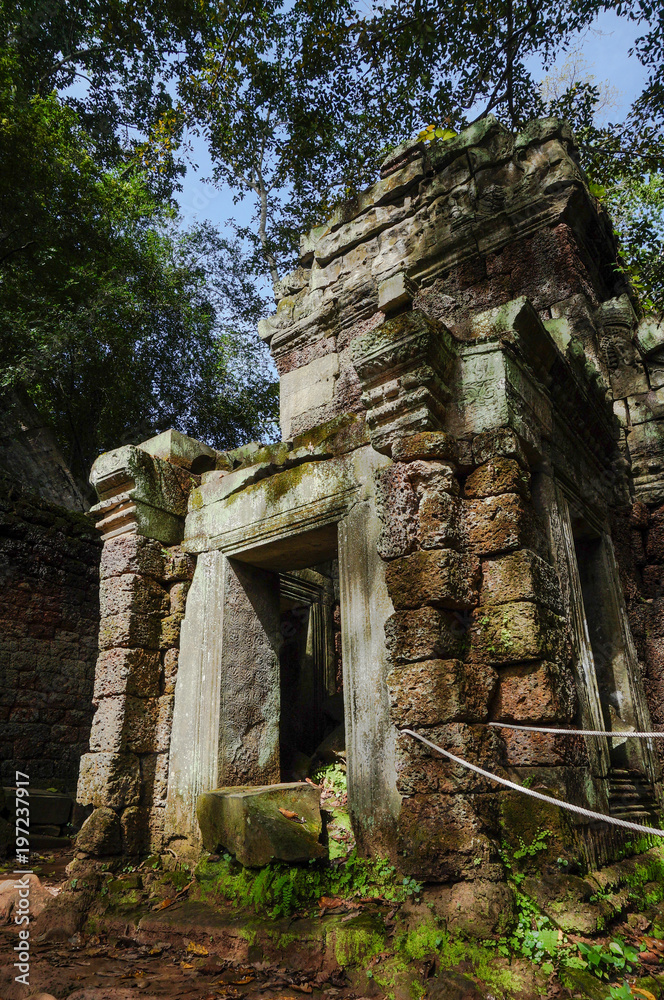 Siem Reap, Cambodia - August 5th, 2016:Ta Prohm, part of Khmer temple complex, Asia. Siem Reap, Cambodia. Ancient Khmer architecture in jungle.ia. Ancient Khmer architecture in jungle.