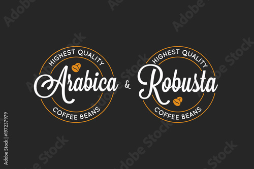 coffee Arabica and Robusta logo on black background