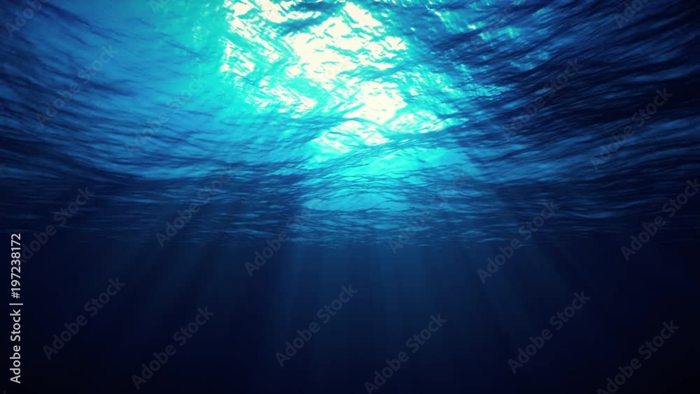Looped Ocean Image blue ocean surface seen from underwater, looped slow motion waves and ...