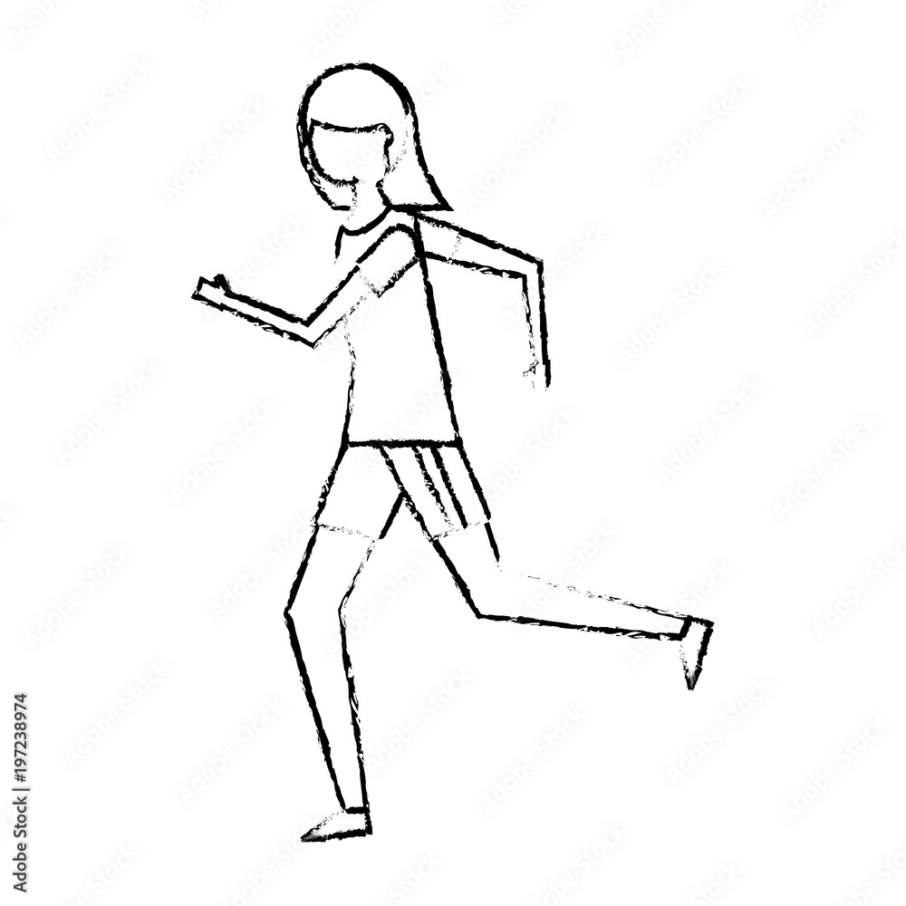fitness woman running in sport clothes vector illustration sketch design