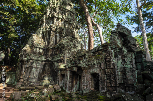 Siem Reap, Cambodia - August 5th, 2016:Ta Prohm, part of Khmer temple complex, Asia. Siem Reap, Cambodia. Ancient Khmer architecture in jungle.ia. Ancient Khmer architecture in jungle. © Grovic
