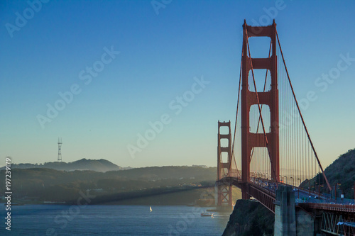 Golden Gate Bridge in light fog