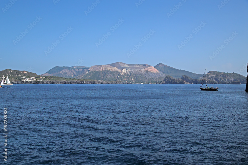 The Aeolian archipelago (UNESCO list), Italy. Landscape with a volcano