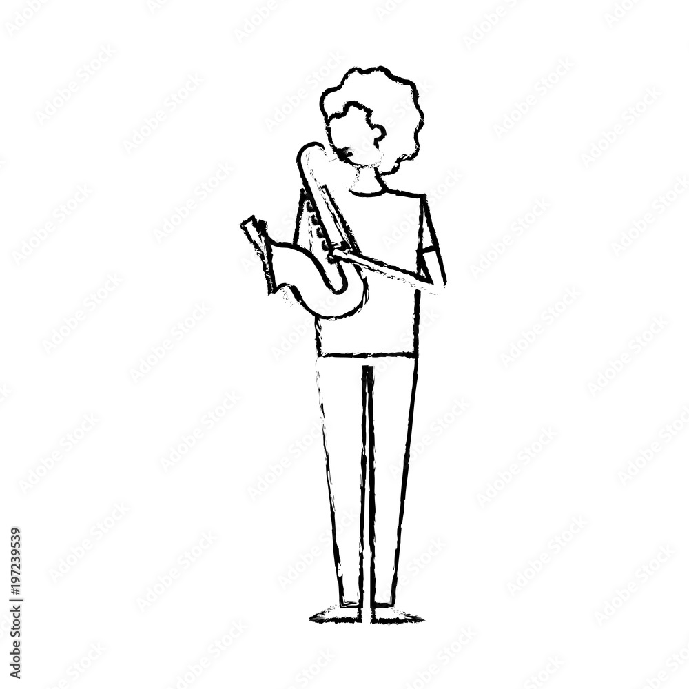 musician young man playing saxophone vector illustration sketch design musician young man playing saxophone vector illustration sketch design