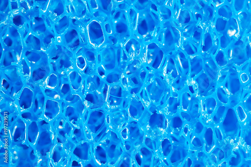 deep blue colored polymeric material with a foam structure