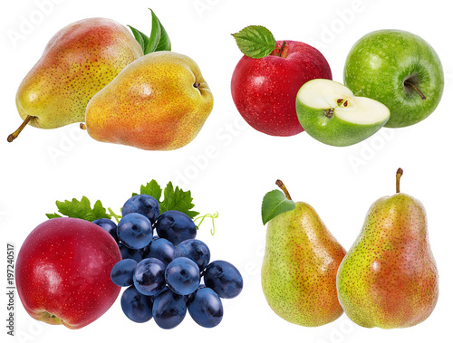 apples,pears and grapes isolated on white background