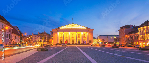Panorama of Vilnius Town Hall at Dusk