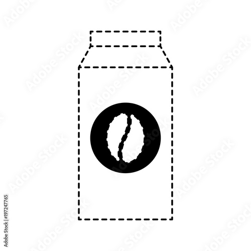 coffee packaging box bean emblem product vector illustration dotted line design