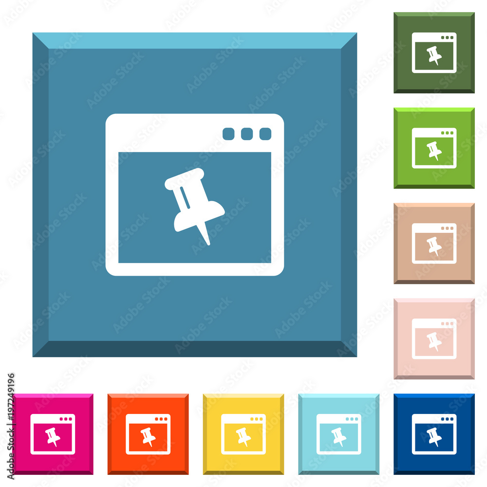 Application pin white icons on edged square buttons Application pin white icons on edged square buttons